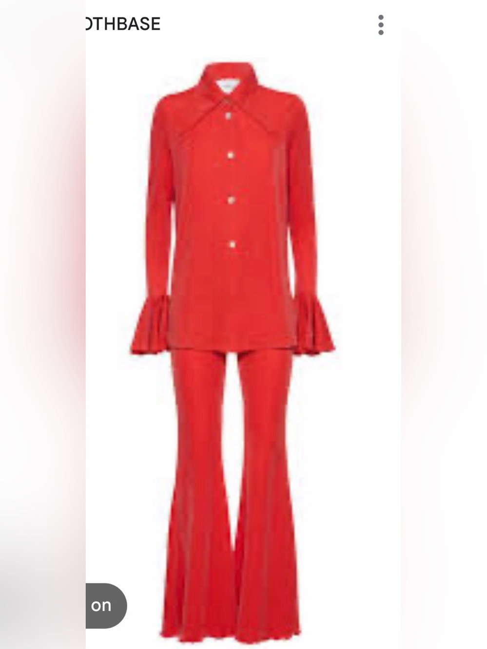Sleeper Red Button-Up Top & Flared Pants lounge Set
